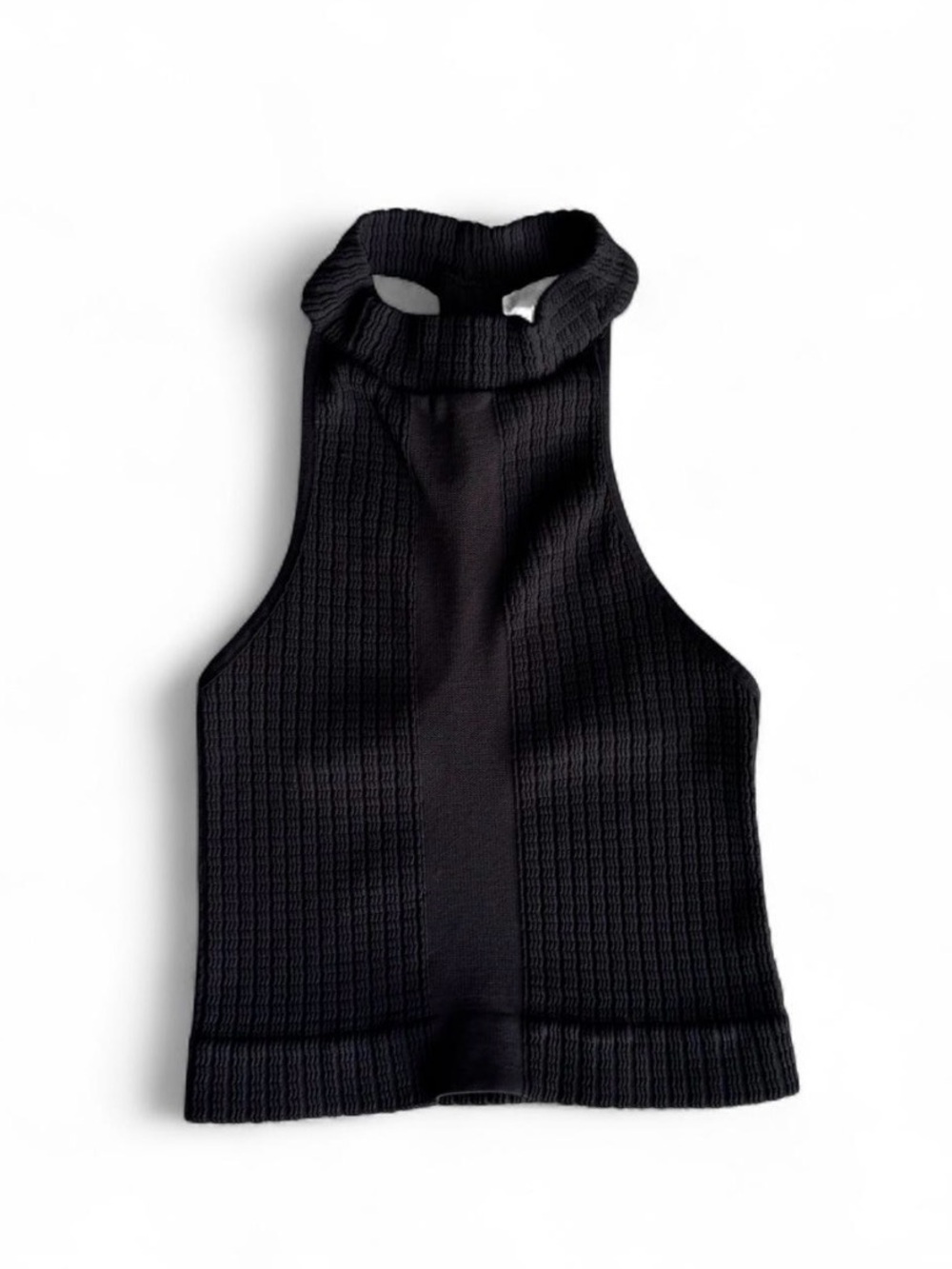 Free People Intimately Stretchy Ribbed Seamless Black Crop Tank Size XS/S